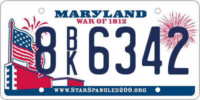 MD license plate 8BK6342