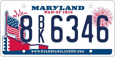 MD license plate 8BK6346