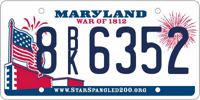MD license plate 8BK6352