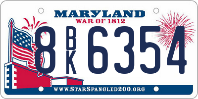MD license plate 8BK6354