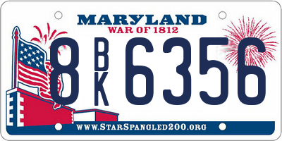 MD license plate 8BK6356