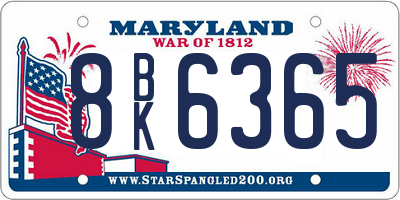 MD license plate 8BK6365