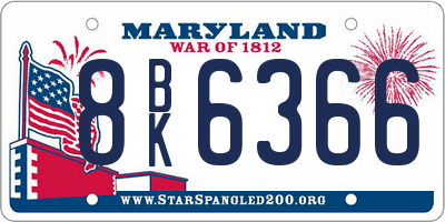 MD license plate 8BK6366