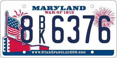 MD license plate 8BK6376