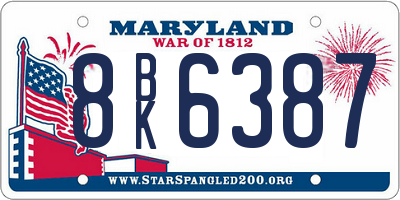 MD license plate 8BK6387