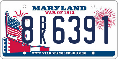 MD license plate 8BK6391