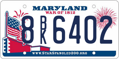 MD license plate 8BK6402