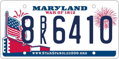 MD license plate 8BK6410