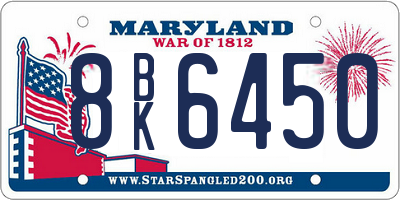 MD license plate 8BK6450