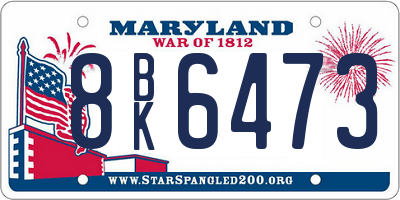 MD license plate 8BK6473