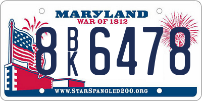 MD license plate 8BK6478