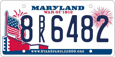 MD license plate 8BK6482