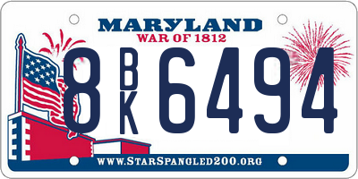 MD license plate 8BK6494