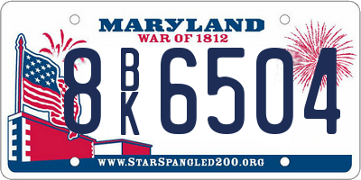 MD license plate 8BK6504