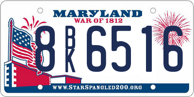 MD license plate 8BK6516