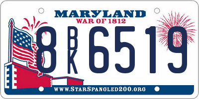MD license plate 8BK6519
