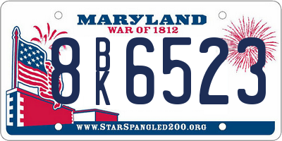 MD license plate 8BK6523