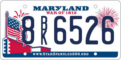 MD license plate 8BK6526