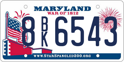 MD license plate 8BK6543