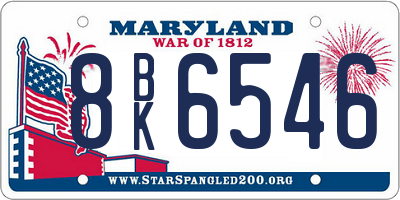 MD license plate 8BK6546