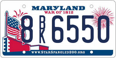 MD license plate 8BK6550