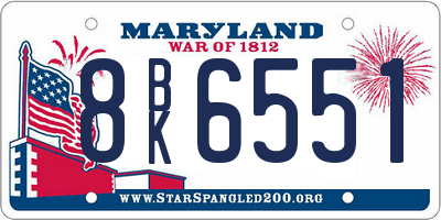 MD license plate 8BK6551