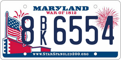 MD license plate 8BK6554