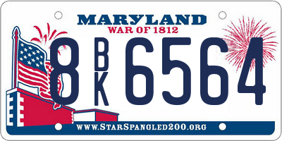 MD license plate 8BK6564