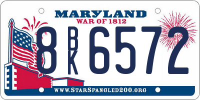 MD license plate 8BK6572