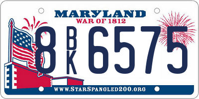 MD license plate 8BK6575