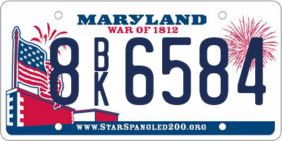 MD license plate 8BK6584