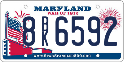 MD license plate 8BK6592