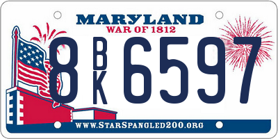 MD license plate 8BK6597