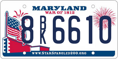 MD license plate 8BK6610