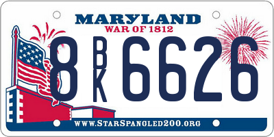 MD license plate 8BK6626