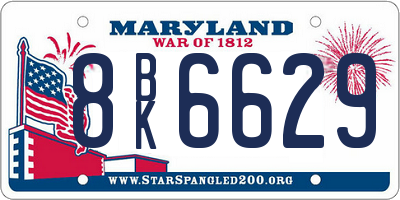 MD license plate 8BK6629
