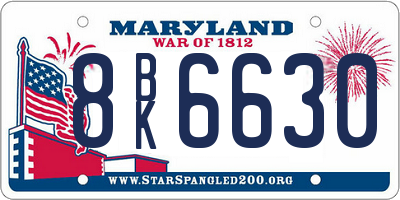 MD license plate 8BK6630