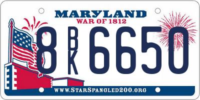 MD license plate 8BK6650