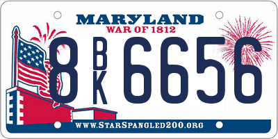 MD license plate 8BK6656