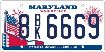 MD license plate 8BK6669