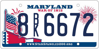 MD license plate 8BK6672