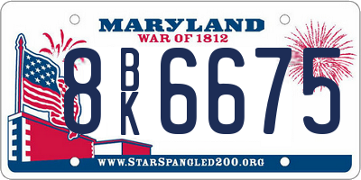 MD license plate 8BK6675