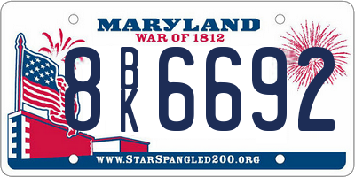 MD license plate 8BK6692