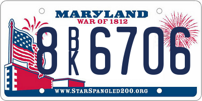 MD license plate 8BK6706