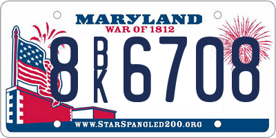 MD license plate 8BK6708