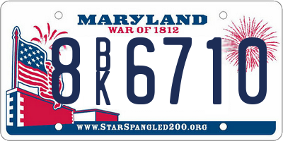 MD license plate 8BK6710