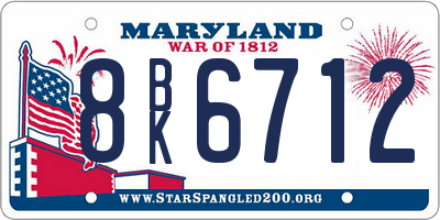 MD license plate 8BK6712