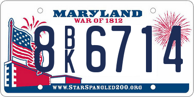 MD license plate 8BK6714