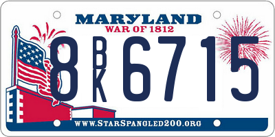 MD license plate 8BK6715