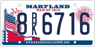 MD license plate 8BK6716